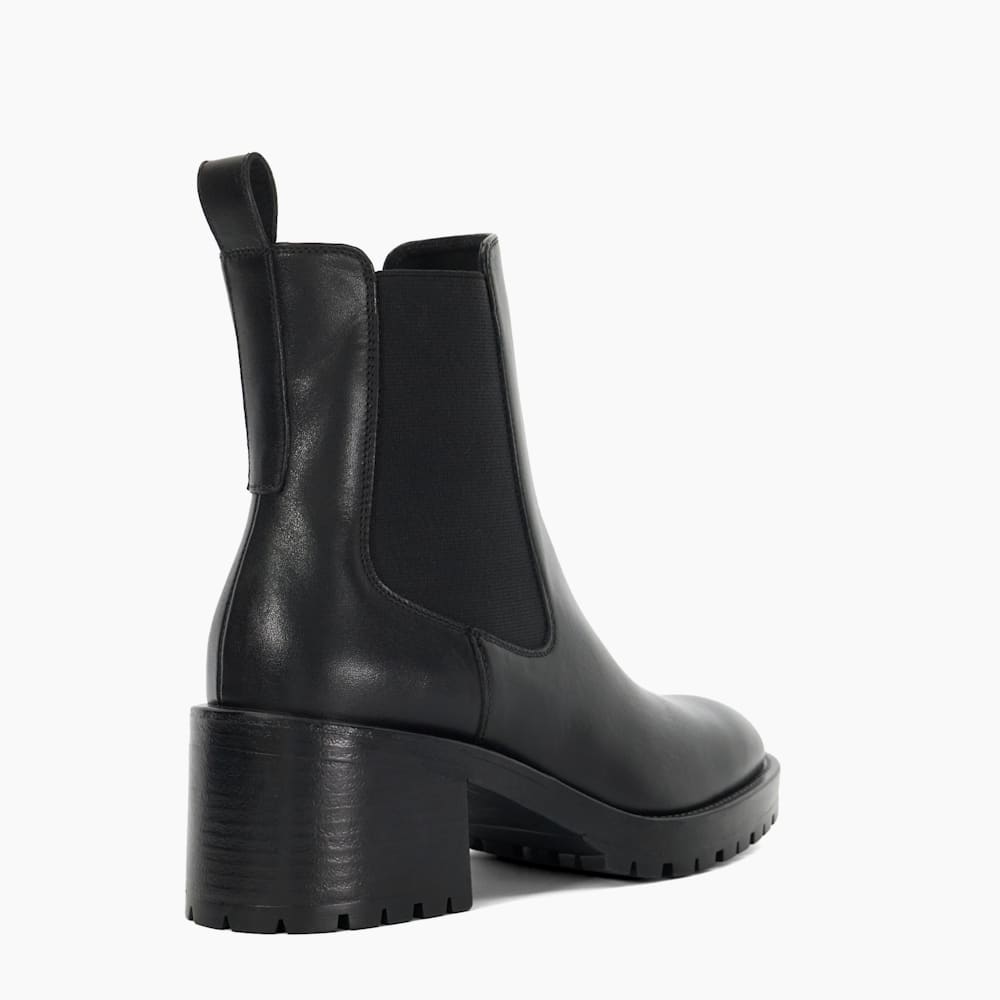 Positivity Black, Chunky Block Heel Chelsea Boots Dune London