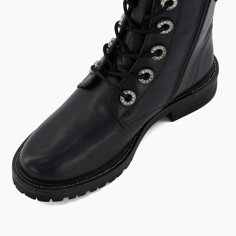 Biker Boots Eyelet Lace Up Boots Black John Lewis Pyra Leather