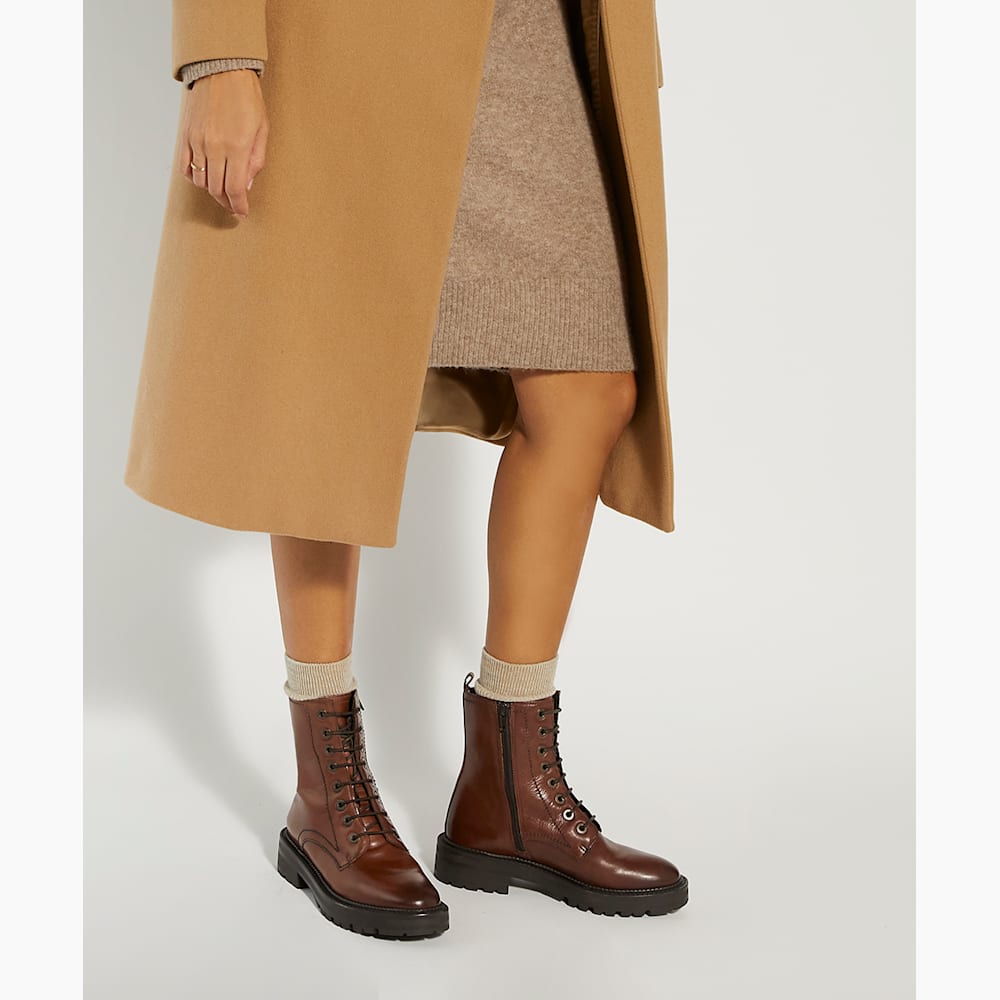 Press Tan Casual Leather Ankle Boots Dune London