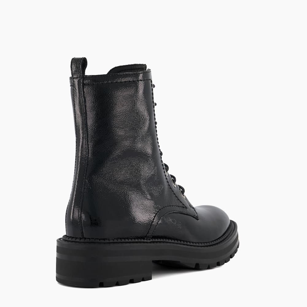 Press Black Cleated Sole Leather Hiker Boots Dune London