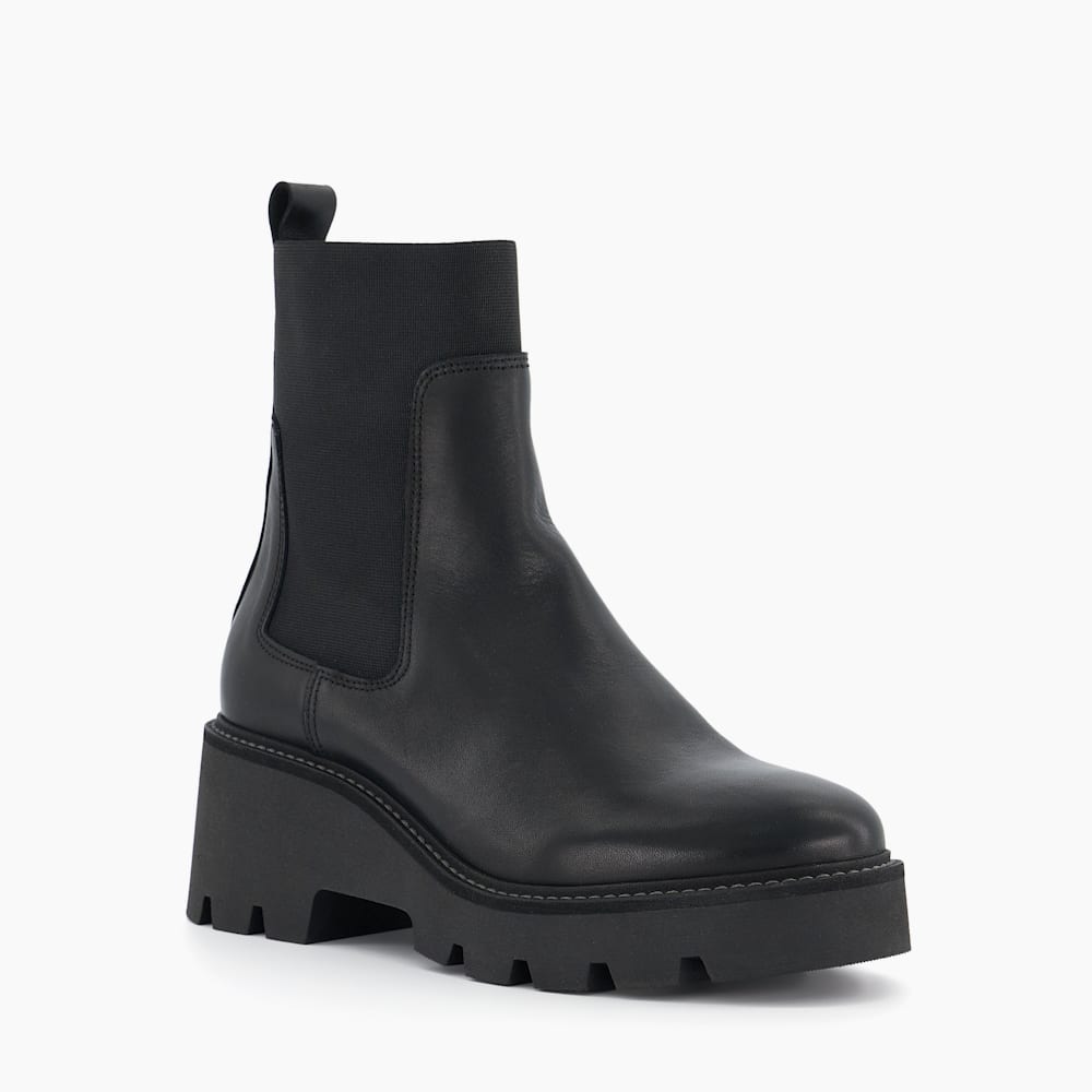 Black leather wedge ankle boots 2025