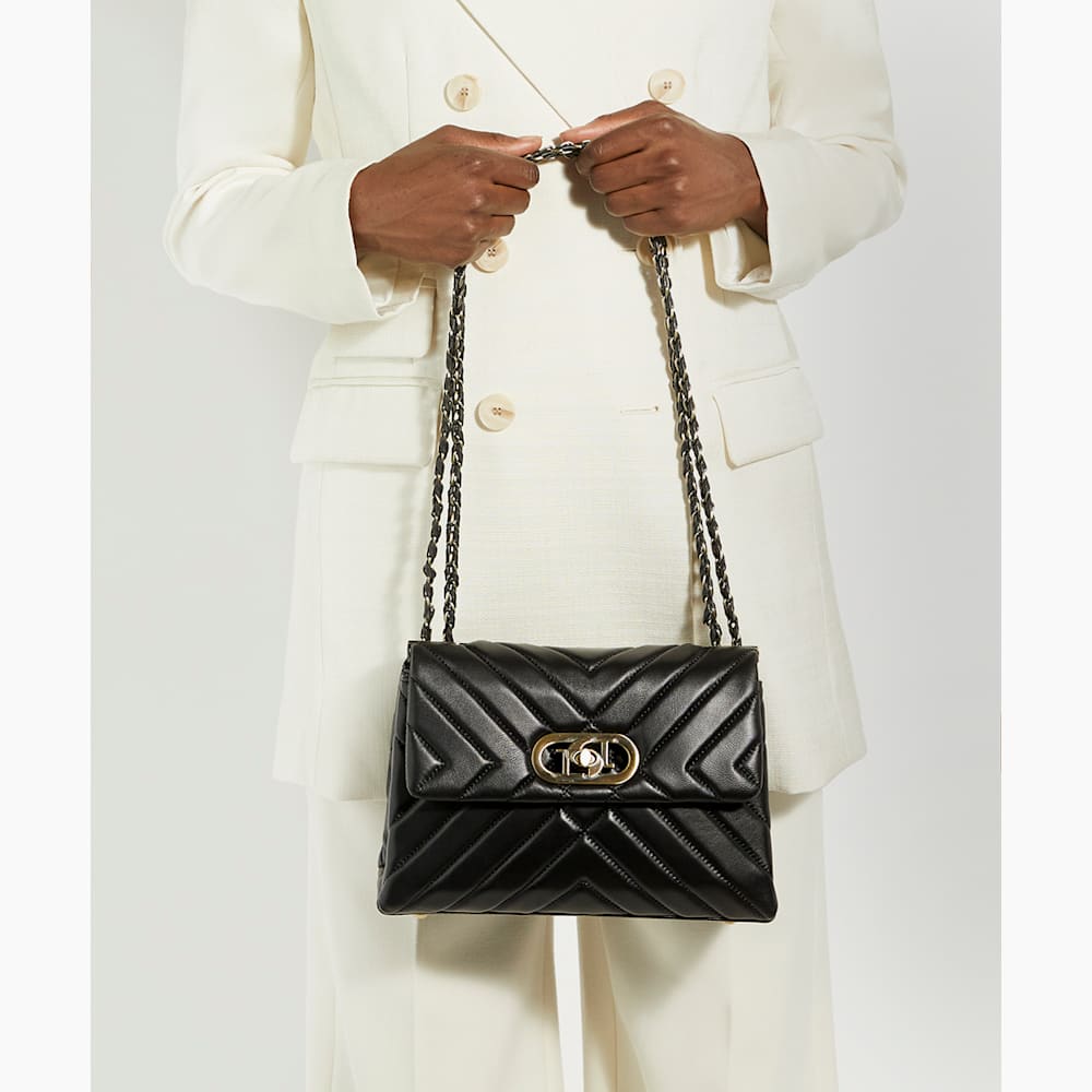 Regent Black Quilted Leather Handbag Dune London