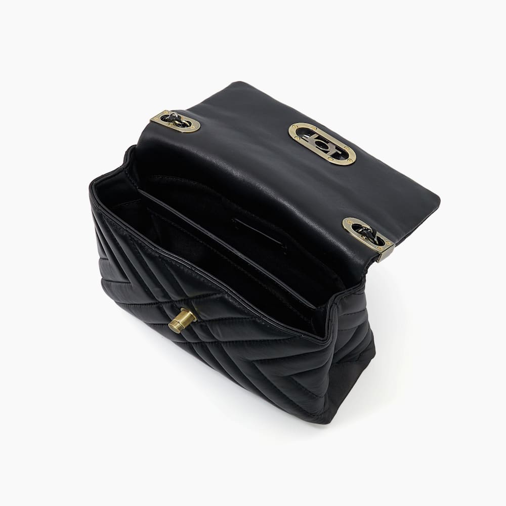 Regent Black Quilted Leather Handbag Dune London