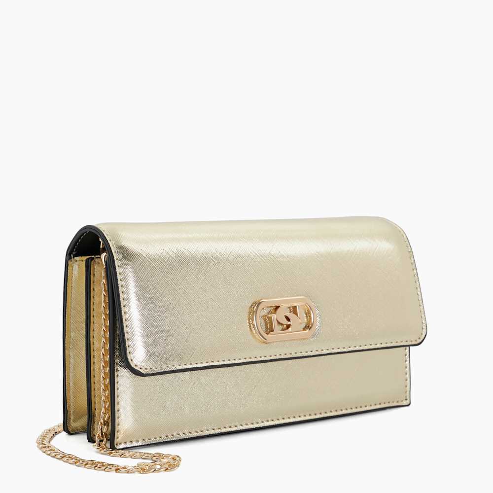 Sapphire Gold Branded Metallic Micro Bag Dune London