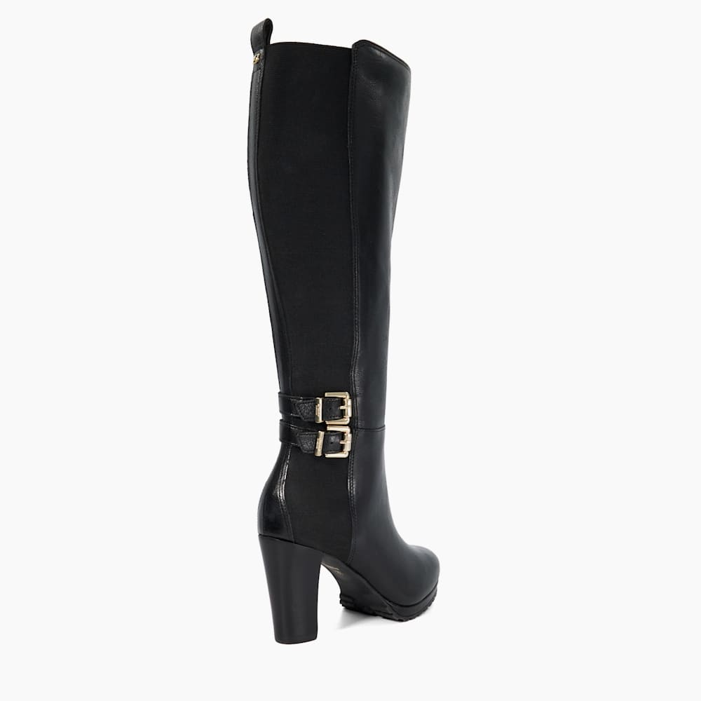 Sarissa Black Almond Toe Platform Knee High Boots Dune London