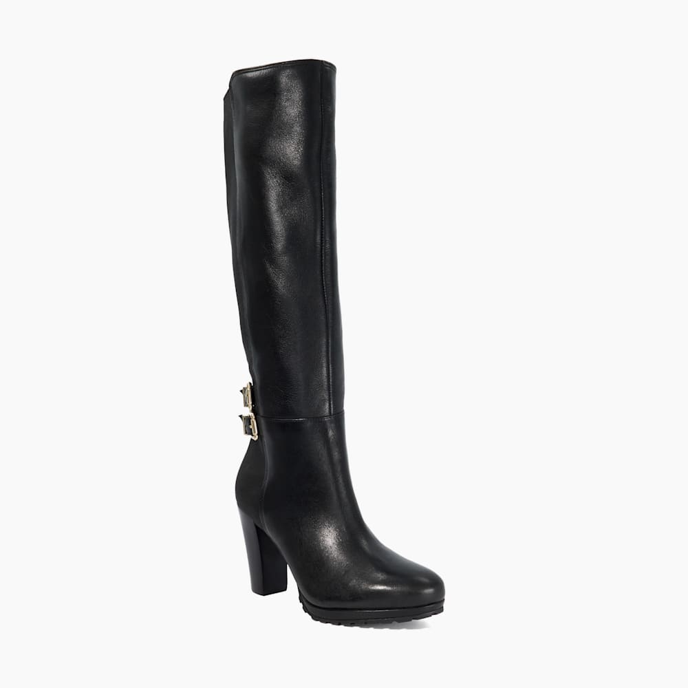 Sarissa Black, Almond Toe Platform Knee High Boots Dune London