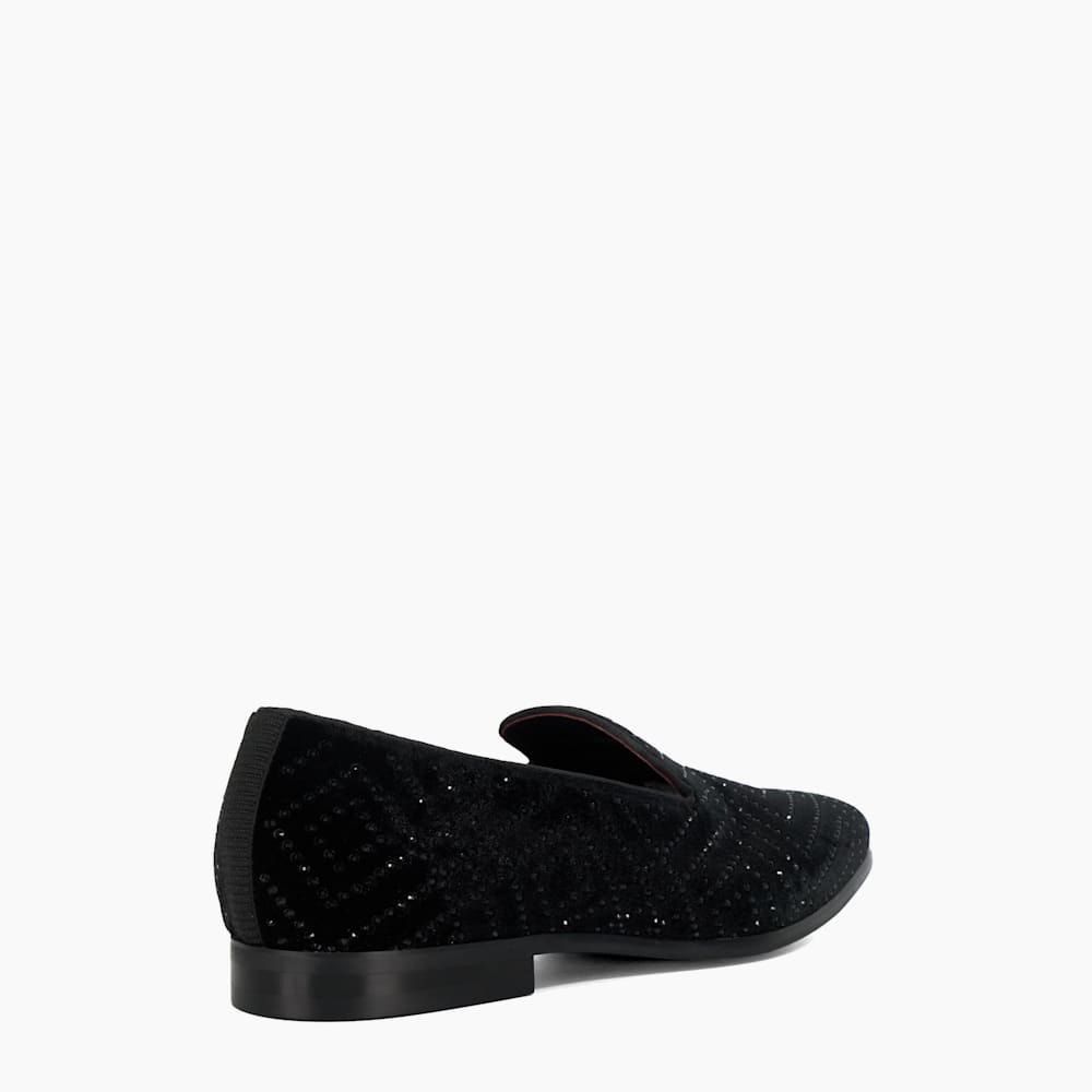Sebastien Black Velvet Round Toe Formal Loafers Dune London