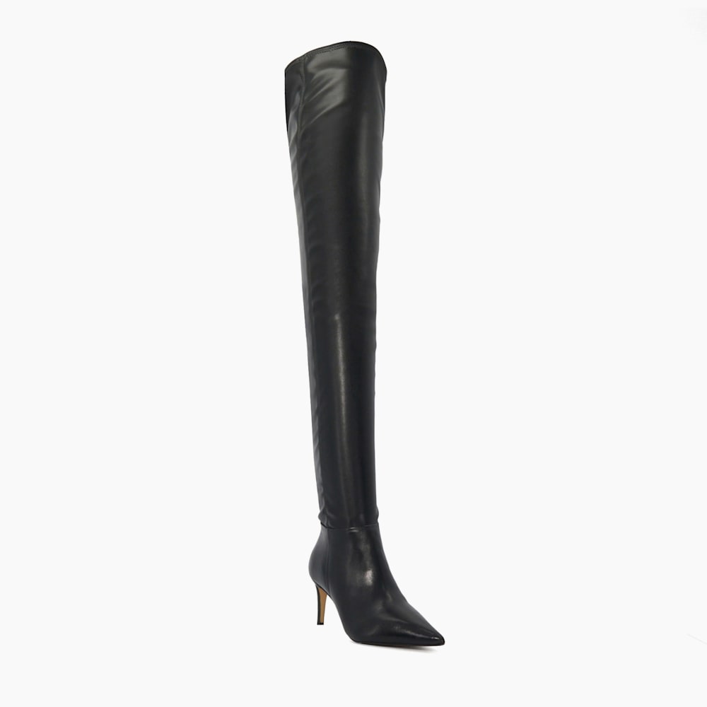 Servena Black Pointed Toe Over The Knee Boots Dune London