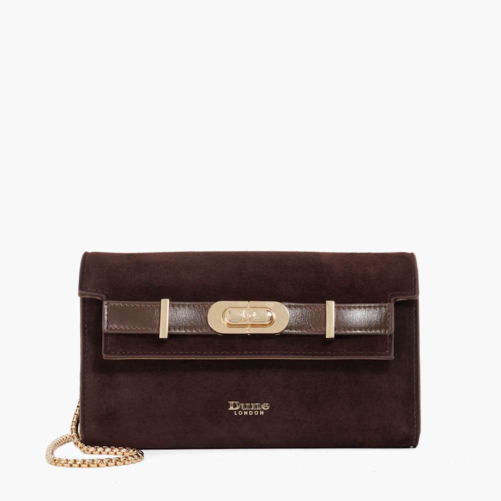 Showmance Brown, Chain Handle Turn Lock Bag Dune London