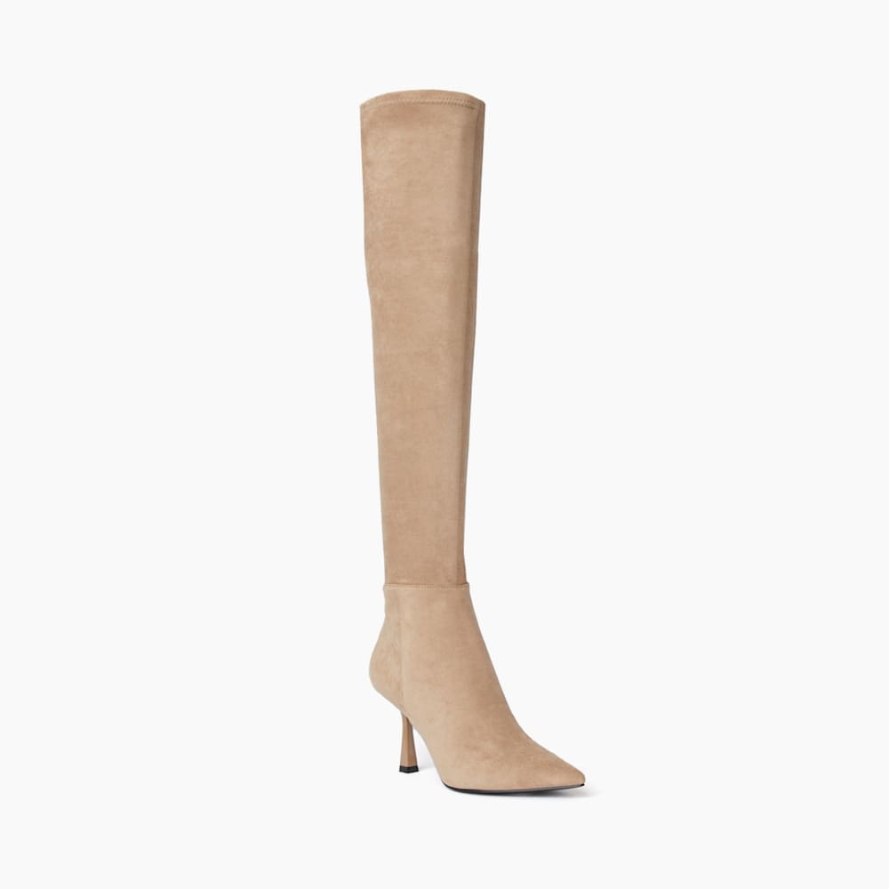 【DUNE LONDON】Heeled Suede アンクルブーツ Sibella Taupe, Flared Heel Knee-High Boots | Dune London