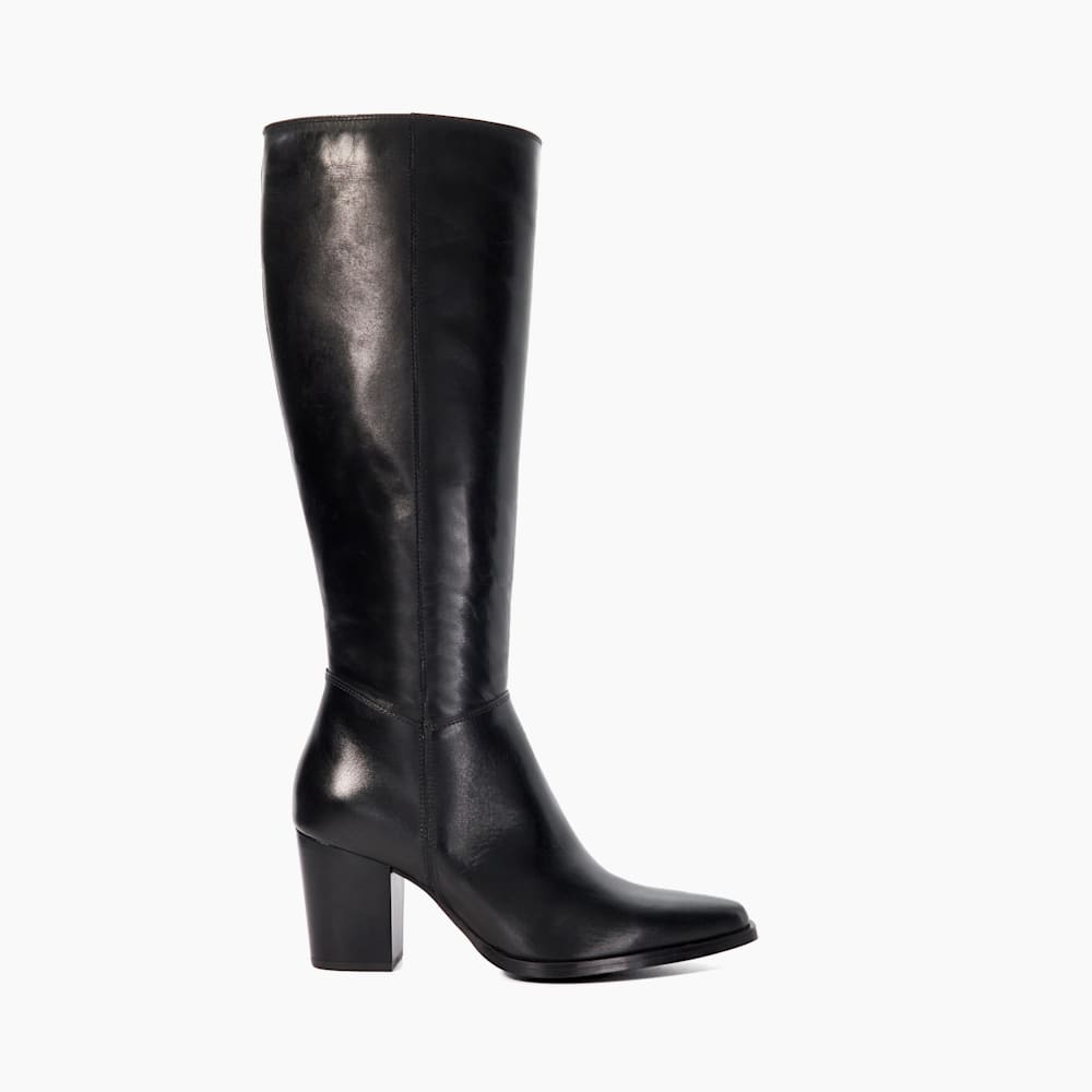 靴 DUNE London snake leather long boots Silahs Black, Leather Western Knee High Boots | Dune London