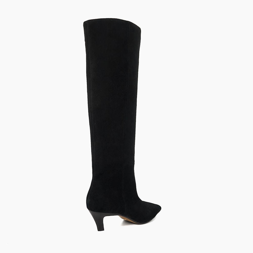 Slink Black Knee High Low Heel Boots Dune London