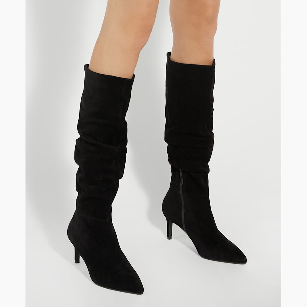 Suede slouch knee high boots clearance