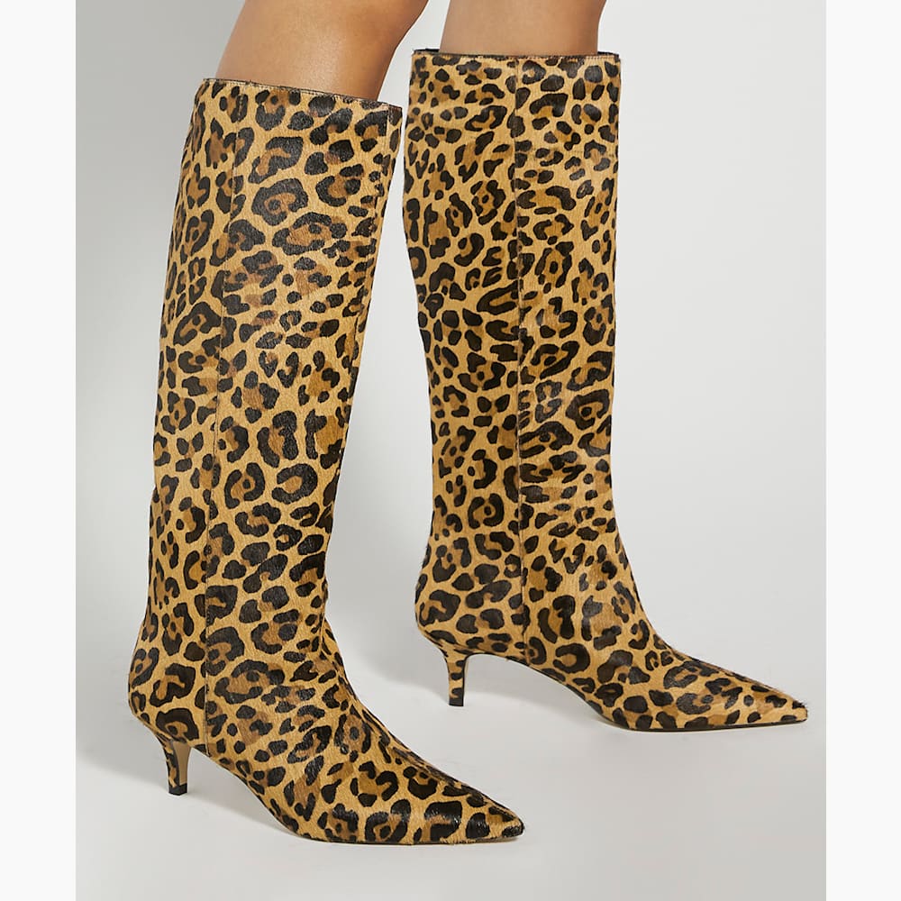 Leopard print knee high boots 2025