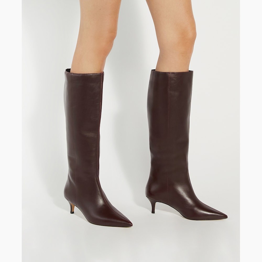 Red booties kitten heel cheap
