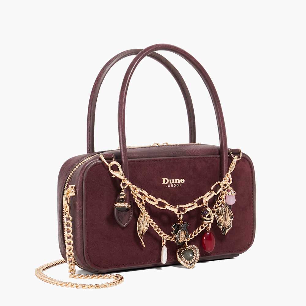 Song Purple, Suede Charm Chain Bag Top Handle Bag Dune London - Main Image