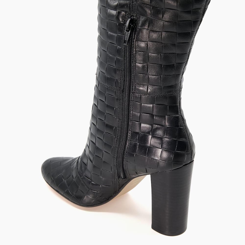 Sonoma Black Woven Leather Knee High Boots Dune London
