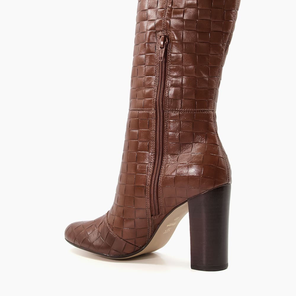 Sonoma Tan Woven Leather Knee High Boots Dune London