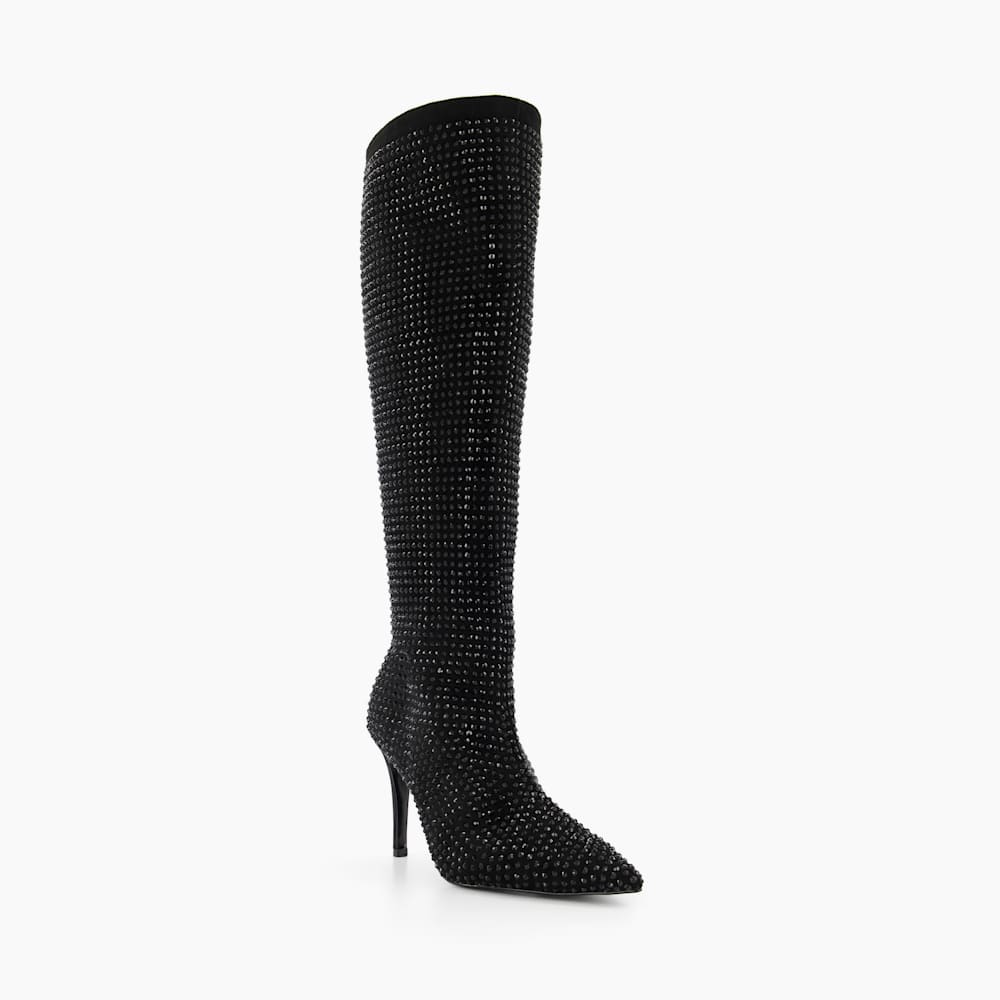Sparkly Black Embellished Knee High Boots Dune London