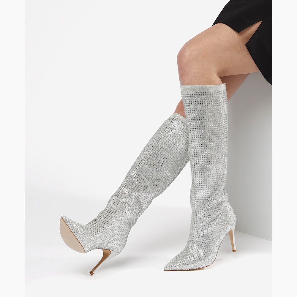 Silver sequin booties on sale