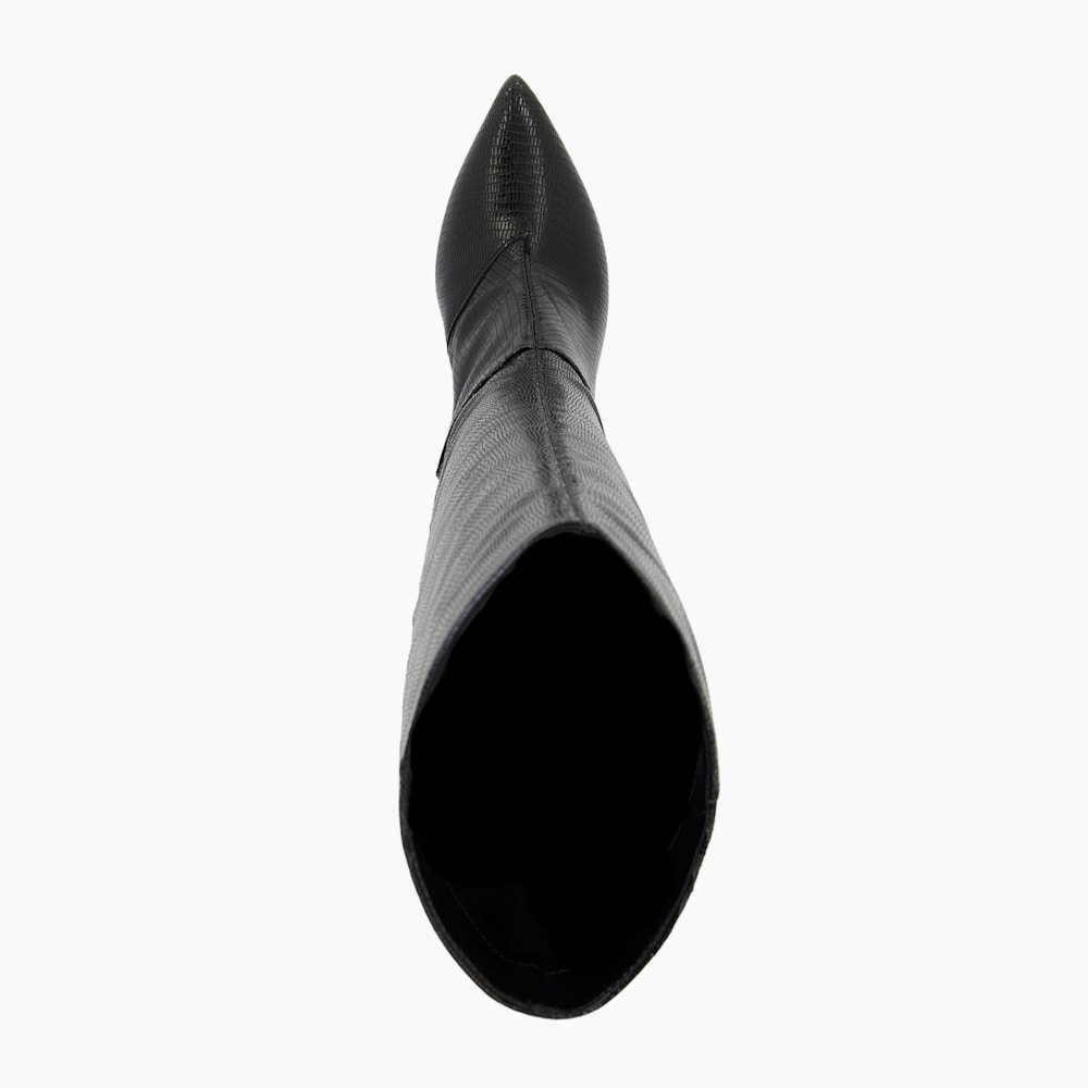 Spice Black Pointed Stiletto Knee High Heeled Boots Dune London