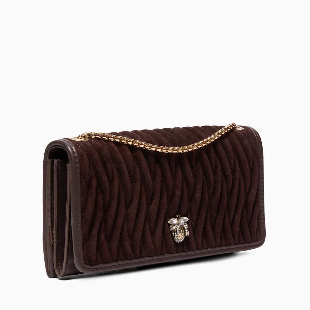Strong Dark Brown, Quilted Leather Cross Body Bag Dune London