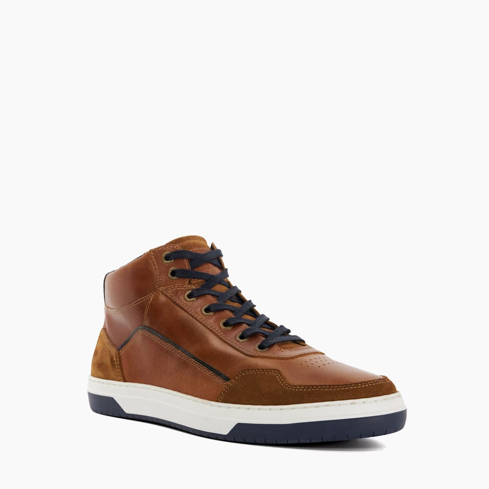 Sydnies Tan, Contrast Perforated High Top Trainers Dune London