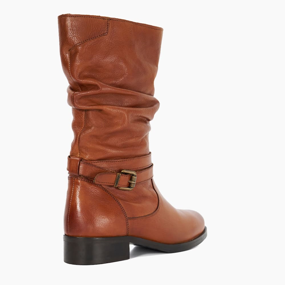 Tasa Tan Leather Mid Calf Boots Dune London