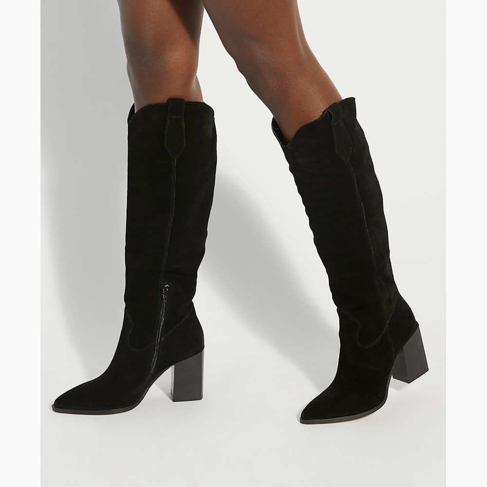 Steve madden black suede knee high boots sales