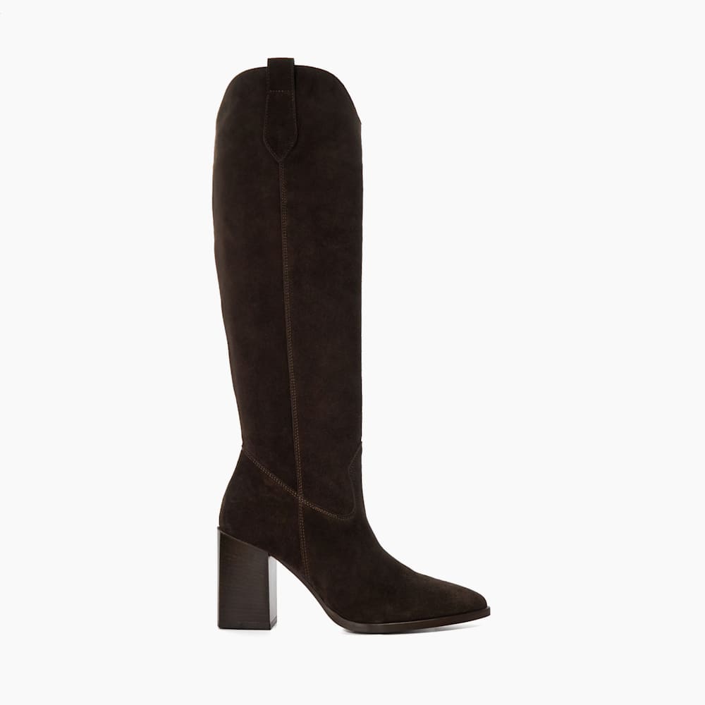Tavern Brown, Mid Suede Knee High Boots Dune London