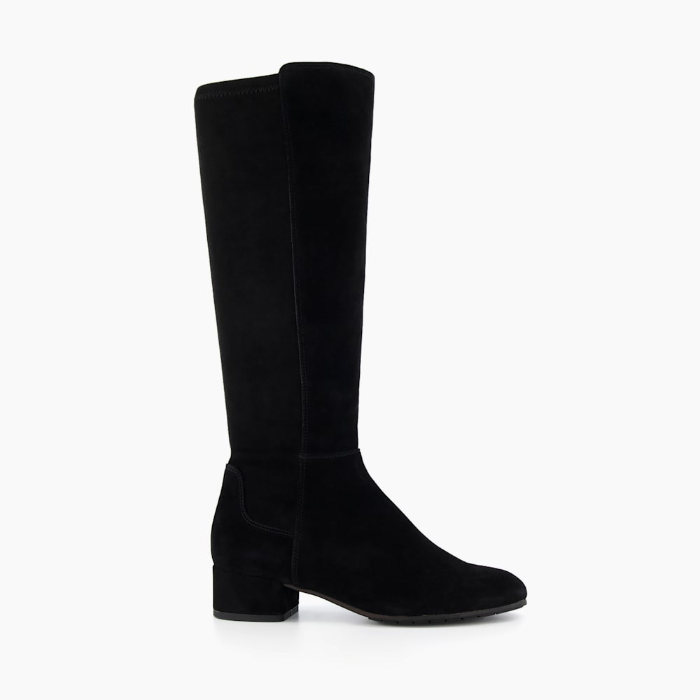 Tayla Black Stretch Knee High Boots Dune London