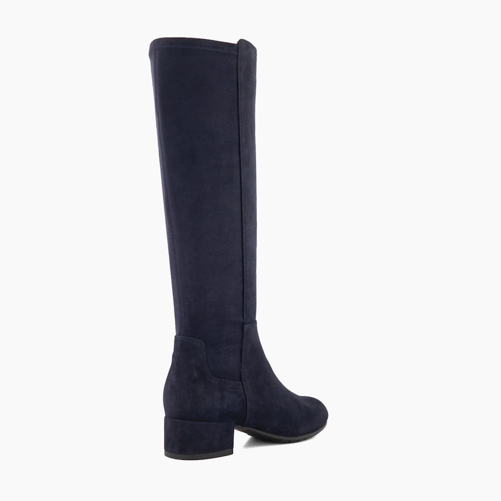 Tayla Navy Stretch Knee High Boots Dune London