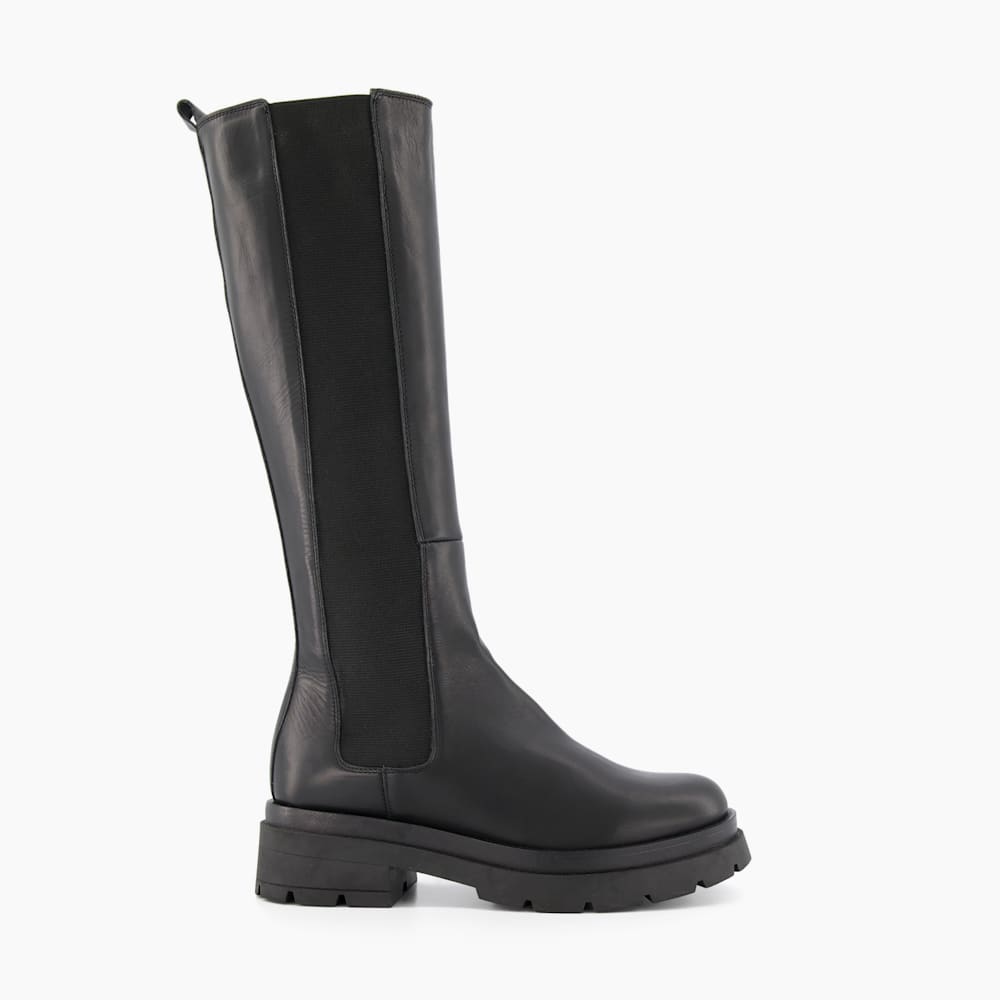 Tempas Noir Bottes hauteur genou a semelle epaisse Dune London