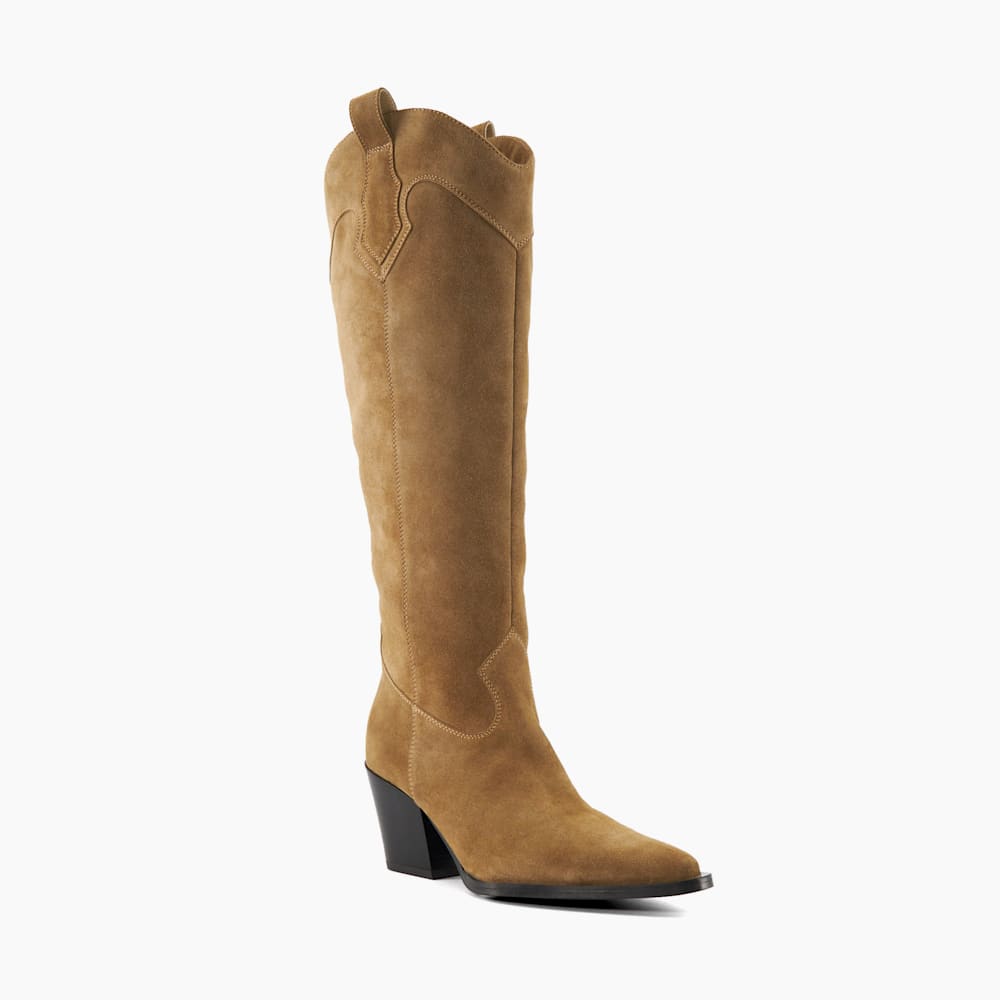 Tennessee Taupe Knee High Western Boots Dune London