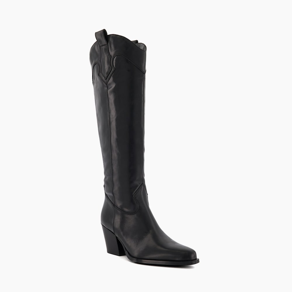 Knee high black cowboy boots cheap