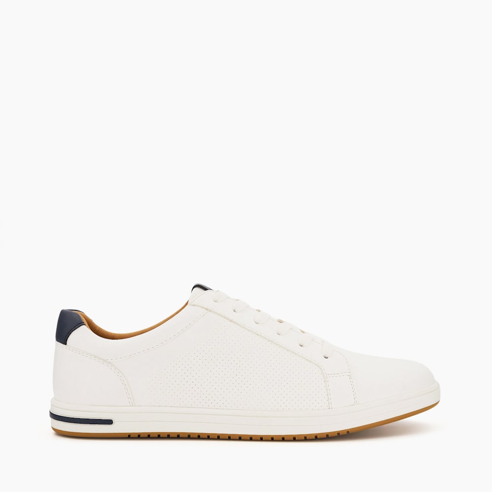 Tezzy White Perforated Lace Up Trainers Dune London