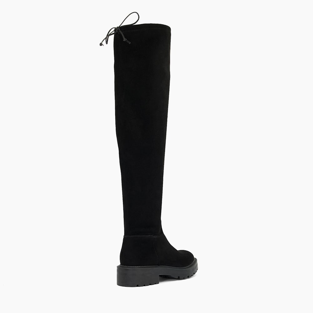 Thorne Black Flat Over The Knee Boots Dune London