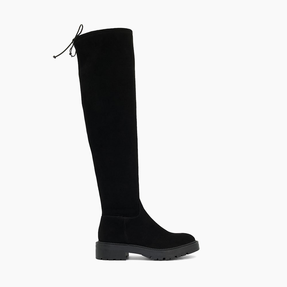 Thorne Black Flat Over The Knee Boots Dune London