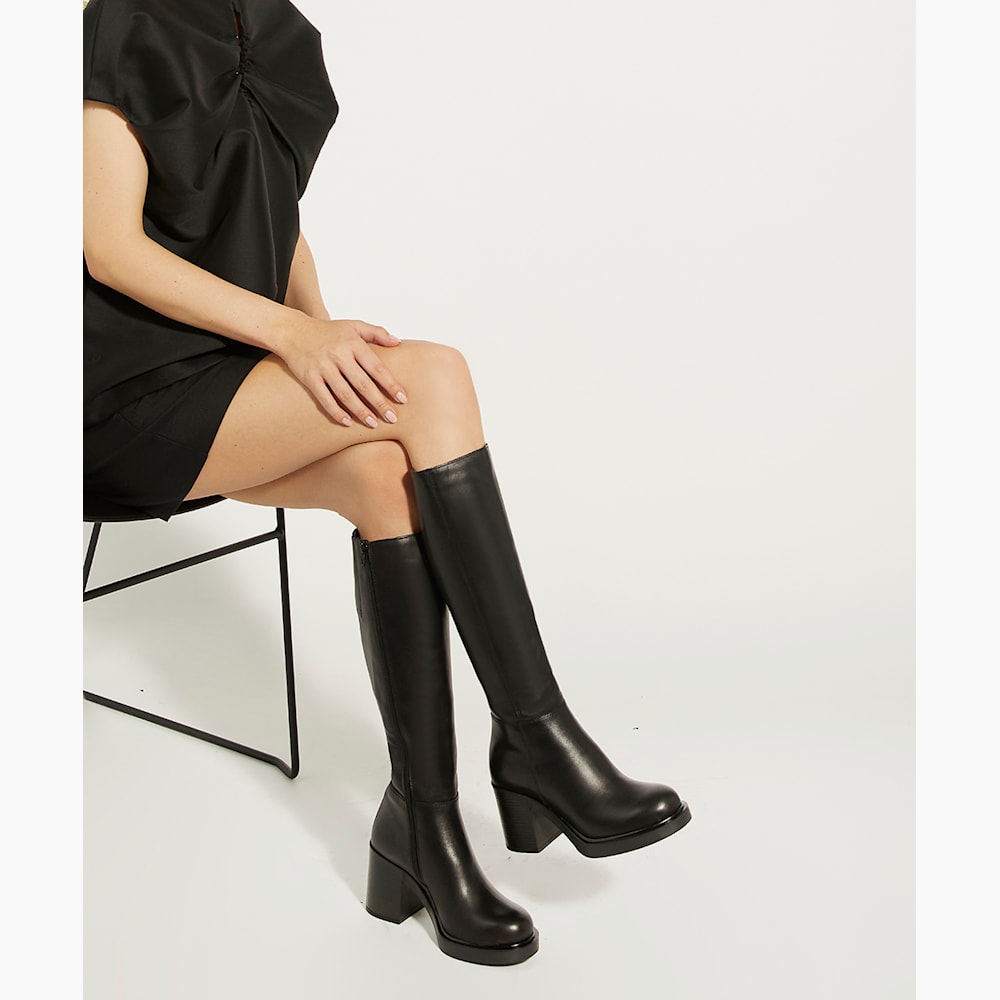 Womens block heel knee high boots top