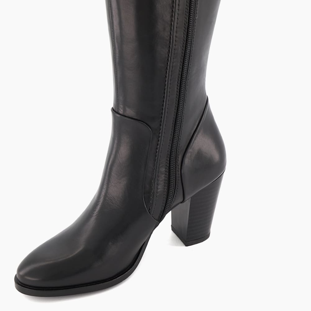 Block heel knee high leather boots discount