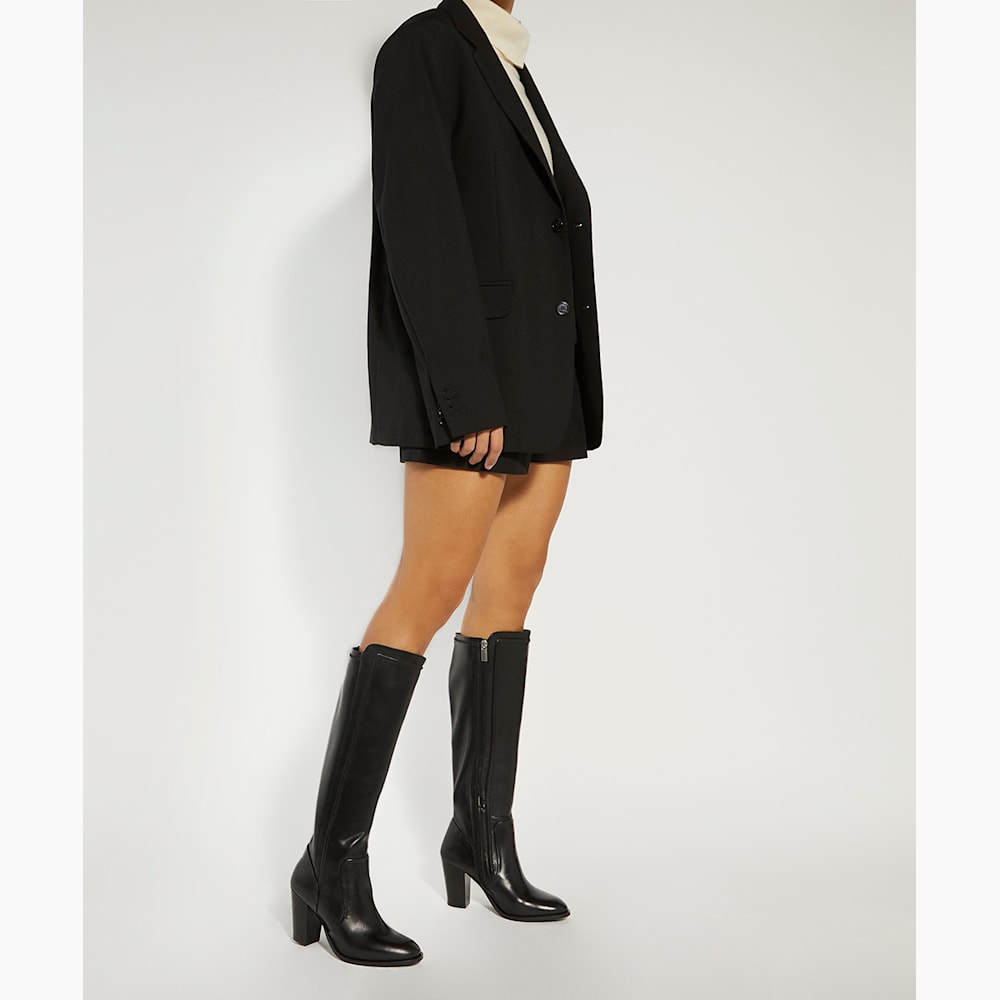 Black leather knee high ladies boots store