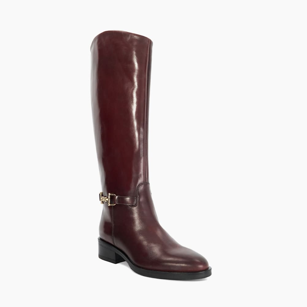 Tucci Burgundy Premium Leather Knee High Riding Boots Dune London