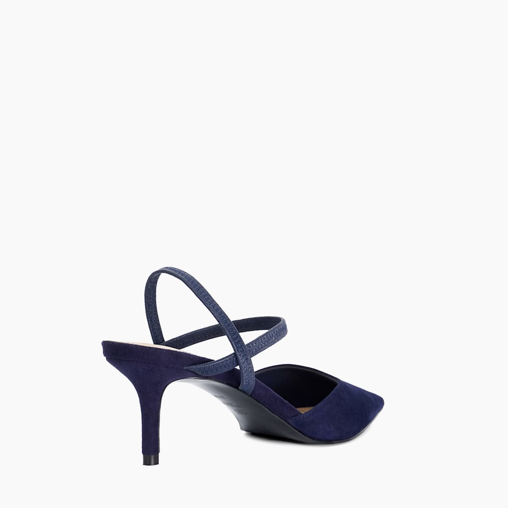 Classical Navy, Wide Fit Pointed Courts With Elasticated Straps