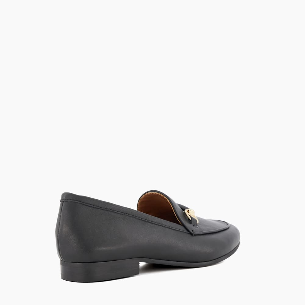 Grandeur Black, Wide Fit Snaffle-Trim Loafers | Dune London