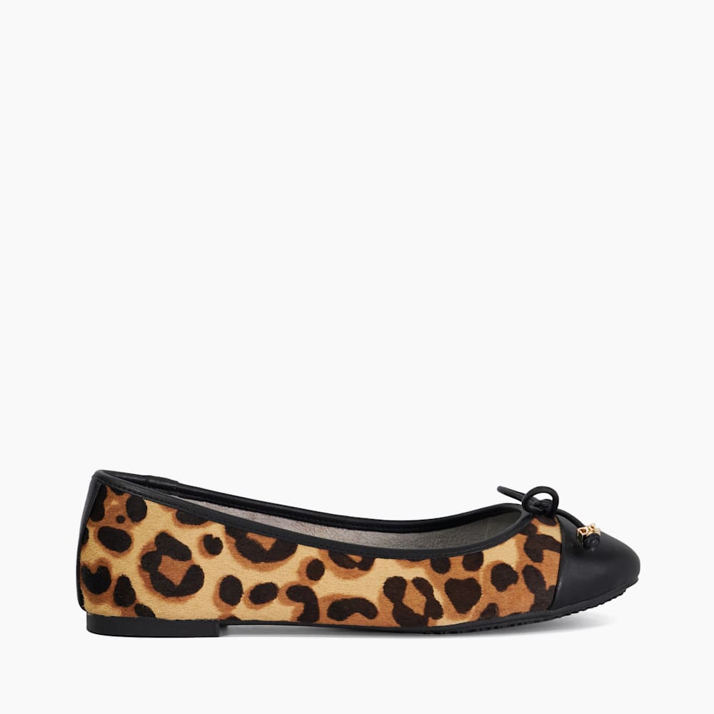 Hallo Leopard Wide Fit Charm Detail Ballet Shoes Dune London