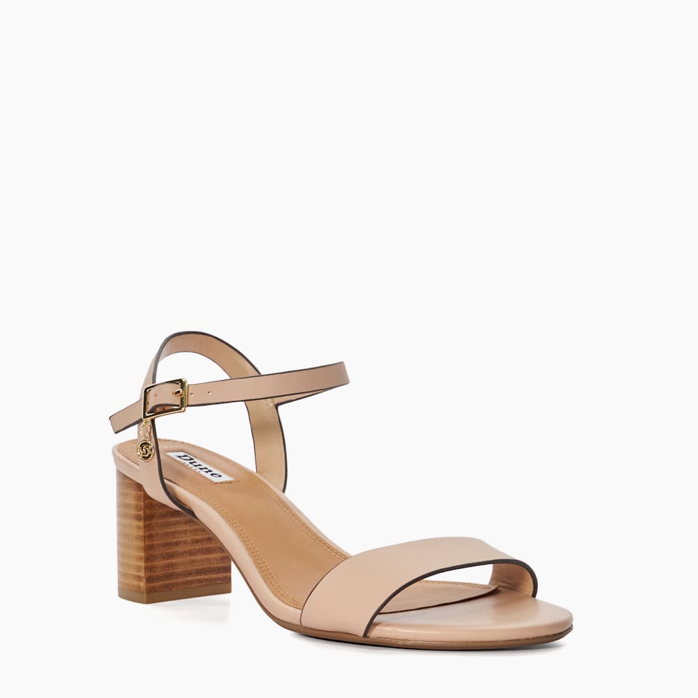 Jelly Blush, Wide Fit Leather Block Heeled Sandals | Dune London