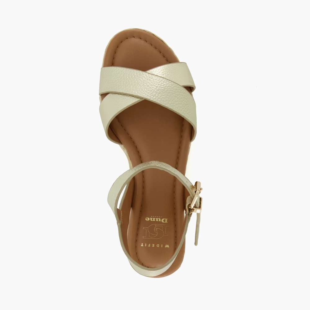 Linnie Gold Wide Fit Woven Flatform Sandals Dune London