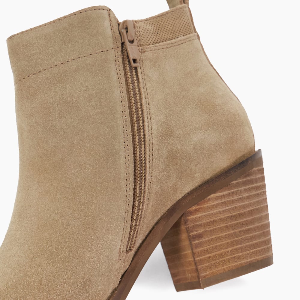 Paicing Taupe, Block Heel Side Zip Boots | Dune London