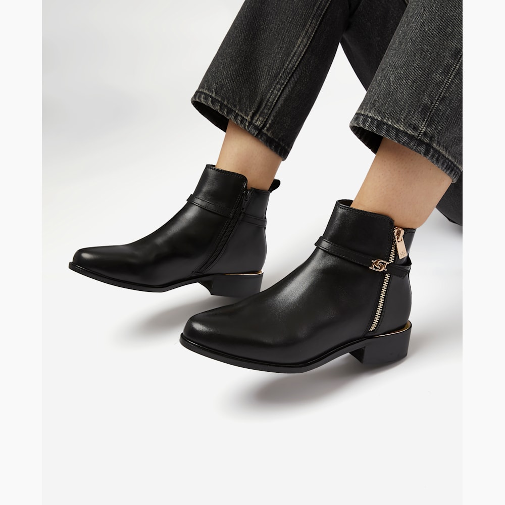 Pap Black Wide Fit Zip Detail Ankle Boots Dune London