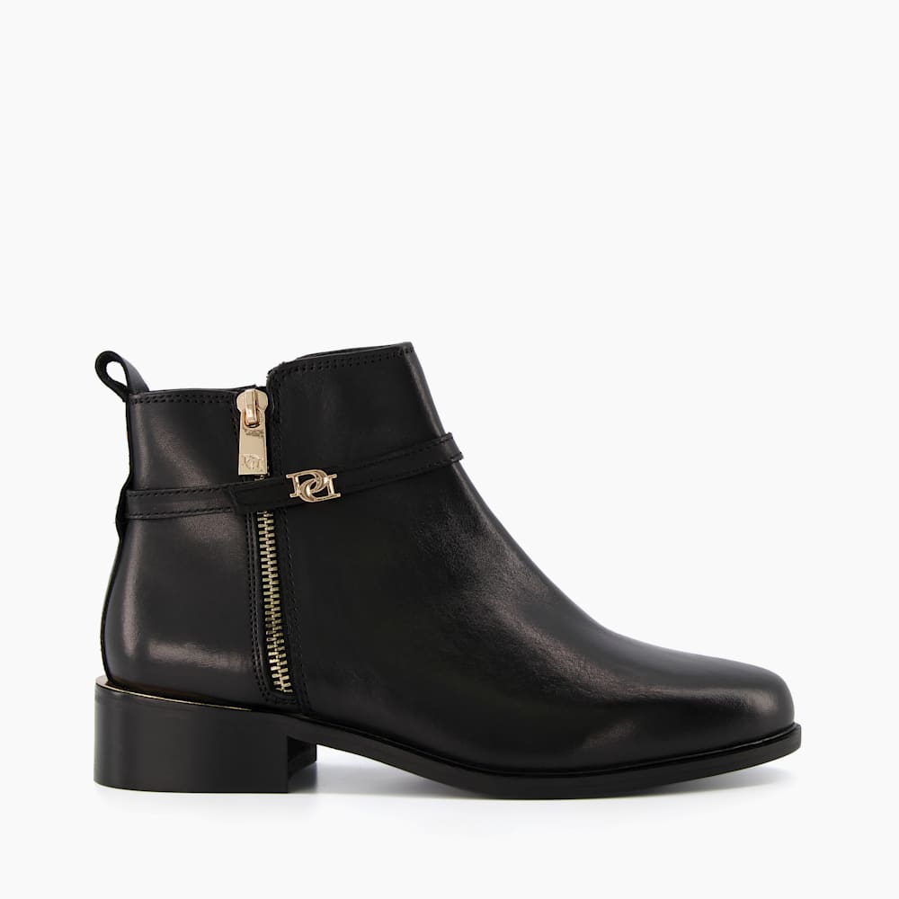 Pap Black Wide Fit Zip Detail Ankle Boots Dune London